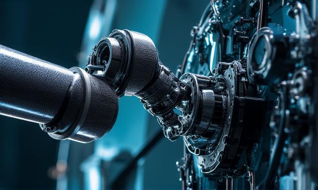Automated robotic arm adjusting a large telescope lens